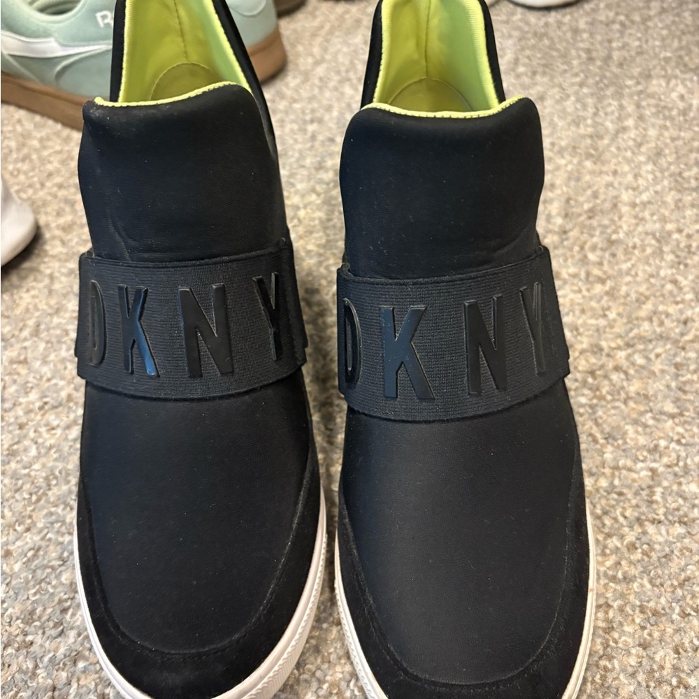 DKNY Black Slip-On Sneakers with Sock-Like Upper